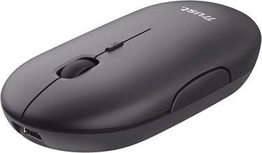 Trust Puck Ratón Inalámbrico Recargable, Bluetooth o 2.4 GHz con Microreceptor USB, PPP 800/1200/1600, Botones Silenciosos, Ergonómico, para Ordenador/Portátil/MacBook/PC/Mac/iPad/Tablet - Negro